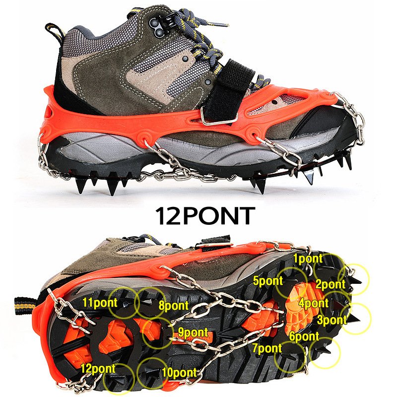 Outdoor 12-tooth ice-clawed shoes with 12 manganese steel skate-resistant shoes to climb ice-resistant skating chains