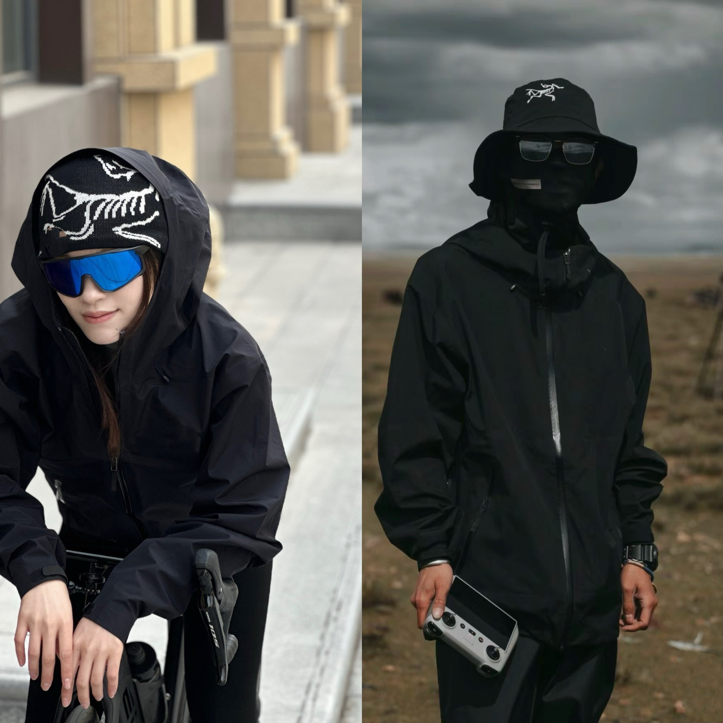 outdoor female and male beta-unspected assault jacket full-on gel-proof couple hard-shell-gamma shell