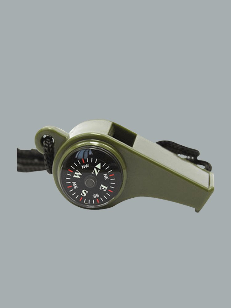 An outdoor three-in-one compass for children with multiple functions points to the north needle thermometer for a whistle