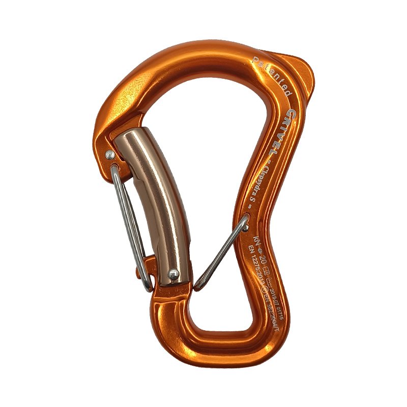 Grivel Clepsydra S Carabiner climbs against ice and turns to the main lock of the double-insurance lock
