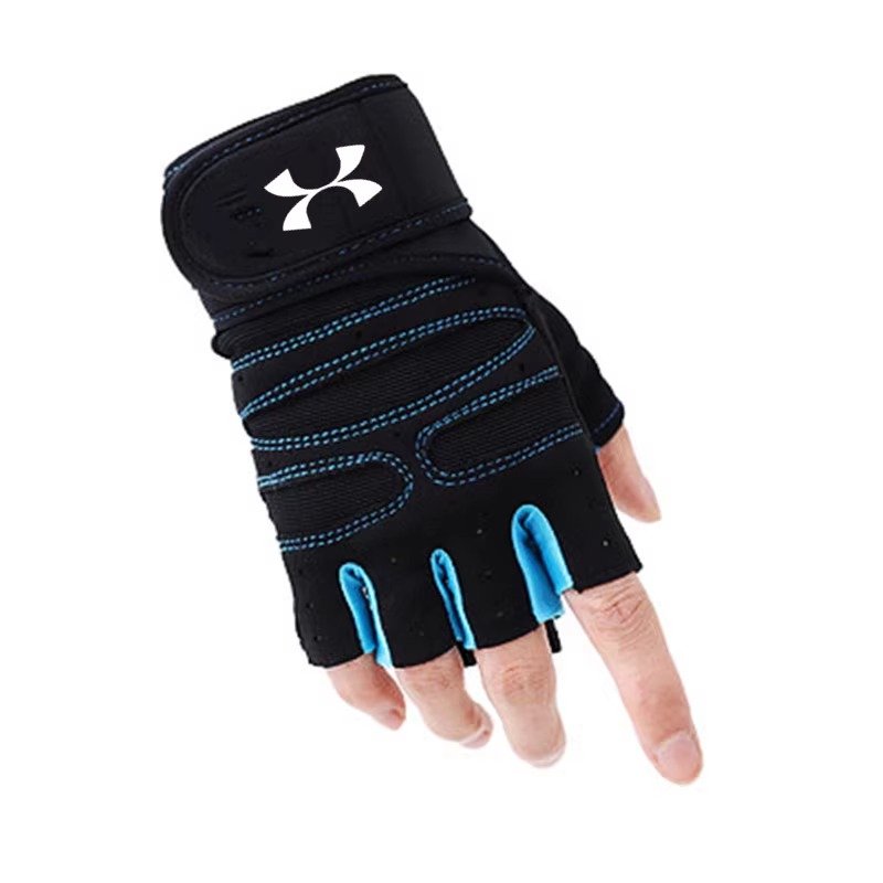 Sports gloves for the wrists of a man and a woman with a smooth and grindy troupe, half-fingering iron and iron training to the top