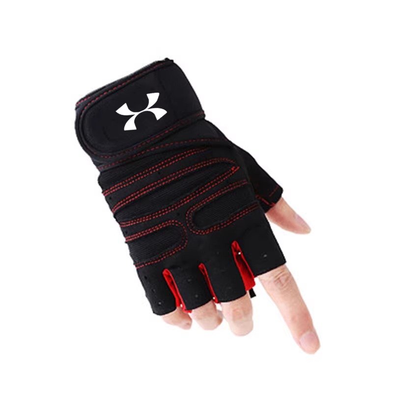 Sports gloves for the wrists of a man and a woman with a smooth and grindy troupe, half-fingering iron and iron training to the top