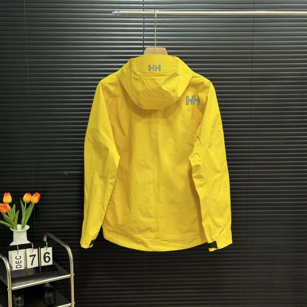 HAYLEY HANSEN'S NEW HARD-SHELL MALE AND FEMALE CO-HATS, SKI-SKI-SKI-SKI JACKET OUTSIDE THE FRONT DOOR