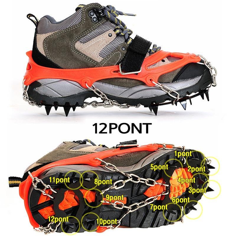 Outdoor 12-tooth ice-clawed shoes with 12 manganese steel skate-resistant shoes to climb ice-resistant skating chains