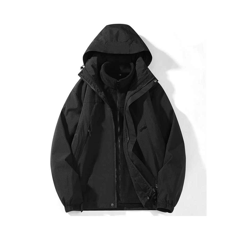 A new pair of men and women in an exterior assault suit will remove their coats from the waterproof winter mountain uniforms