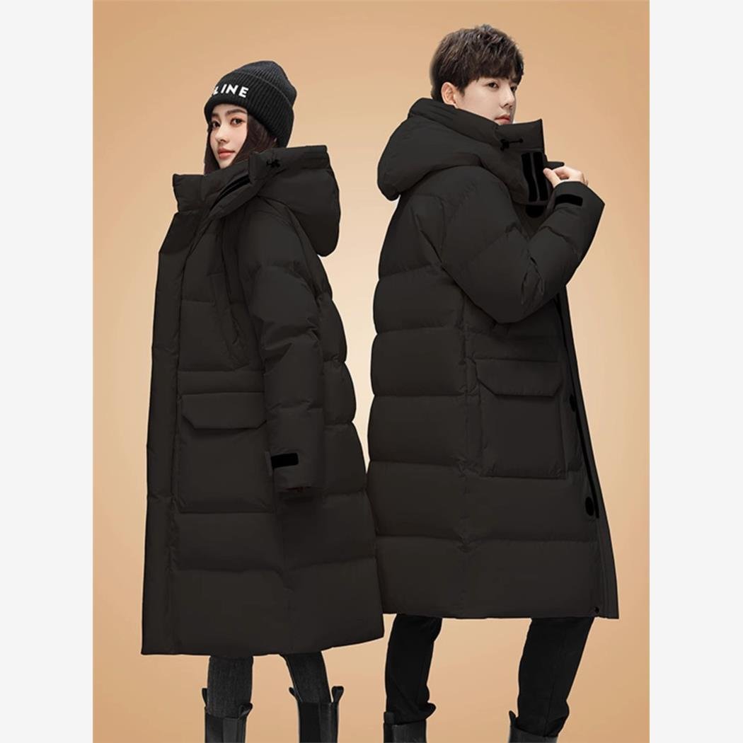 In winter, 40-degree cold-proof velvet outfits with thick male and female lovers wearing northeast cold-resistant knee coats