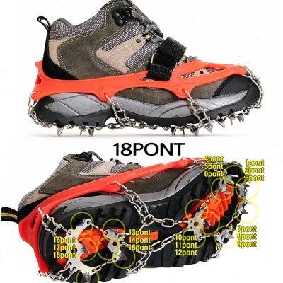 18-tooth stainless steel-cracker-slipper-enhanced, snow-shoe-climbing