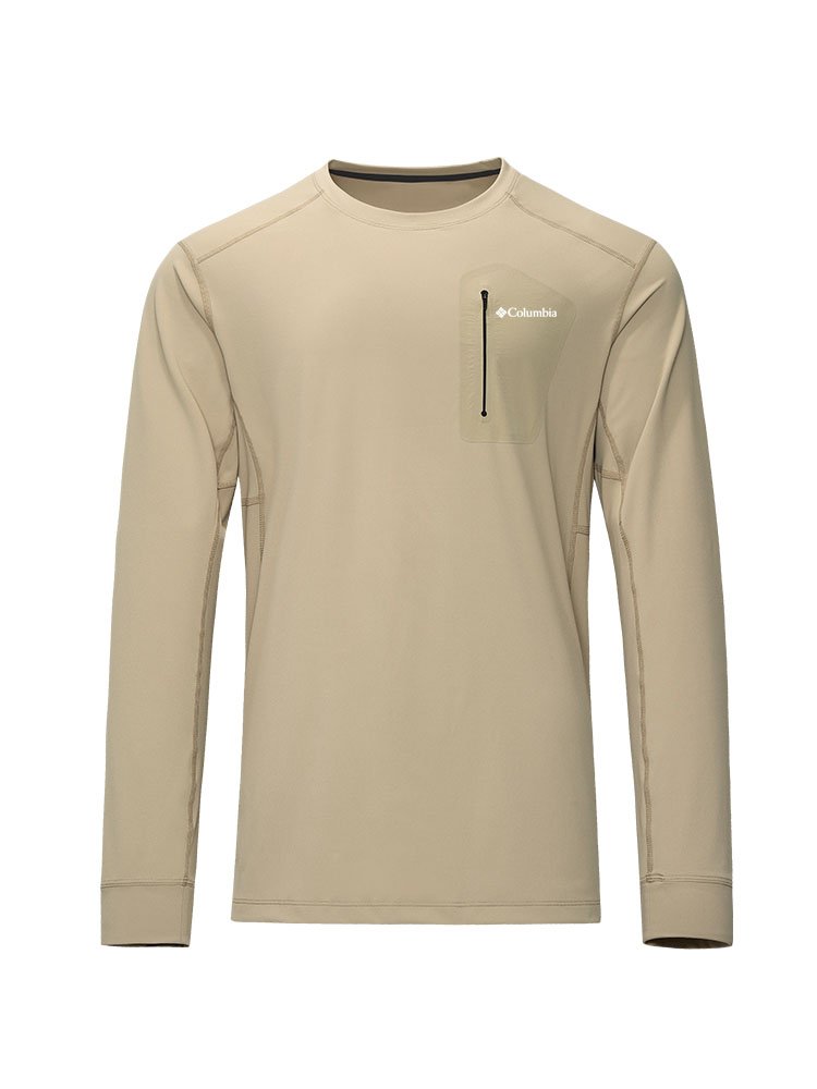 COLOMBIA'S LONG FLUFFY-SLEEVE T-SHIRTS FOR MEN'S OUTDOOR EXERCISE DURING THE AUTUMN WINTER