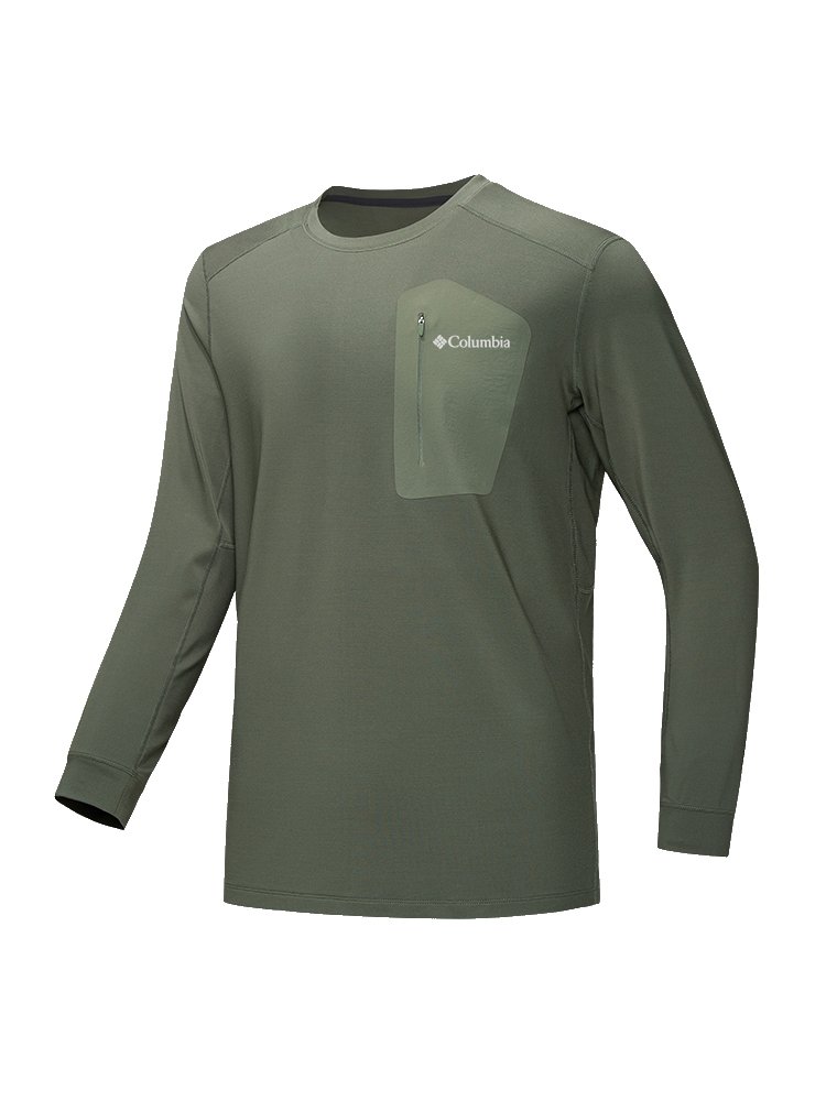 COLOMBIA'S LONG FLUFFY-SLEEVE T-SHIRTS FOR MEN'S OUTDOOR EXERCISE DURING THE AUTUMN WINTER