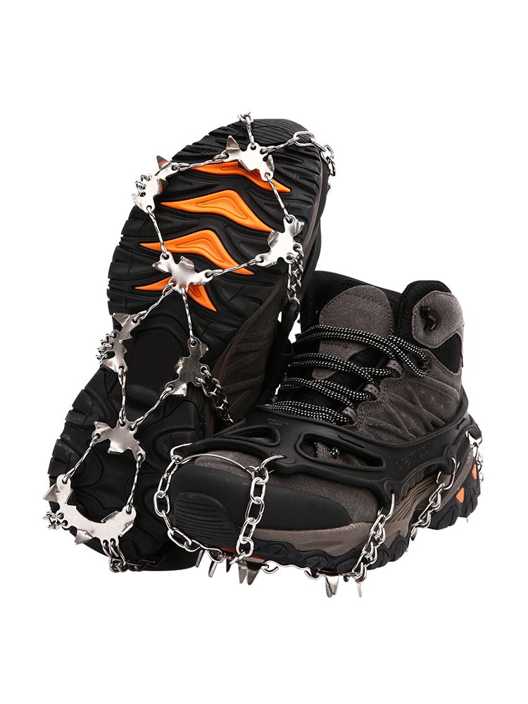 Outdoor ice claws against snow-slippered ice
