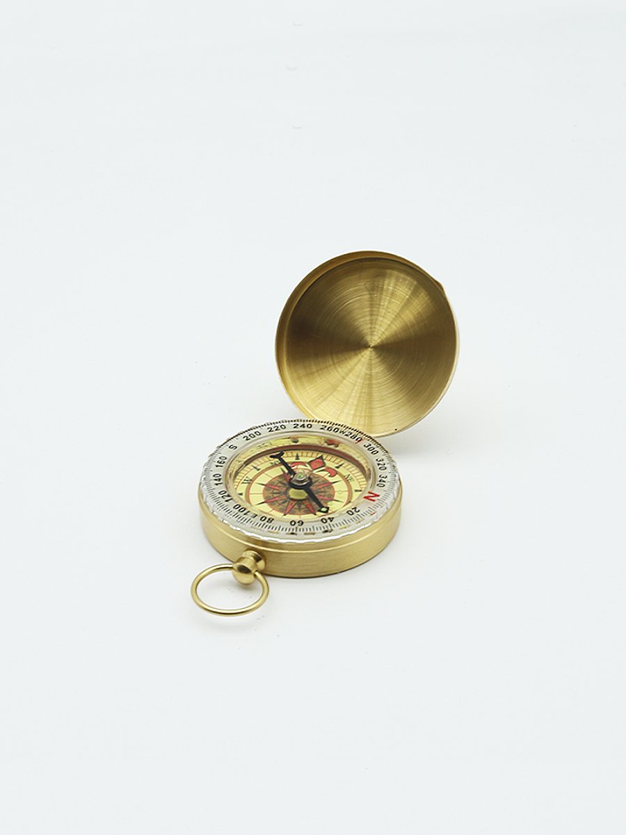 OPEN-AIR BRASS COMPASS G50 GOLD-COLORED LIGHT, MOUNTAIN-TOP NIGHTLIGHT COMPASS, NORTHERLY