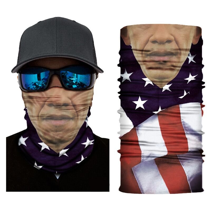 The same kind of funny ride on a man's face, half a face of magic turbans