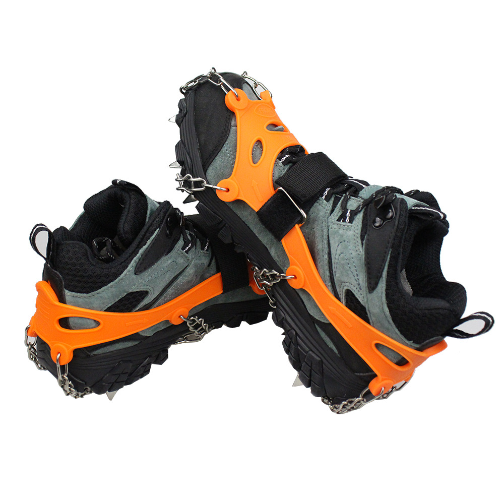 1 PAIR OF ICE CLAWS + 2 STRAPS + 1 BAG, 28 TEETH ORANGE L CODE