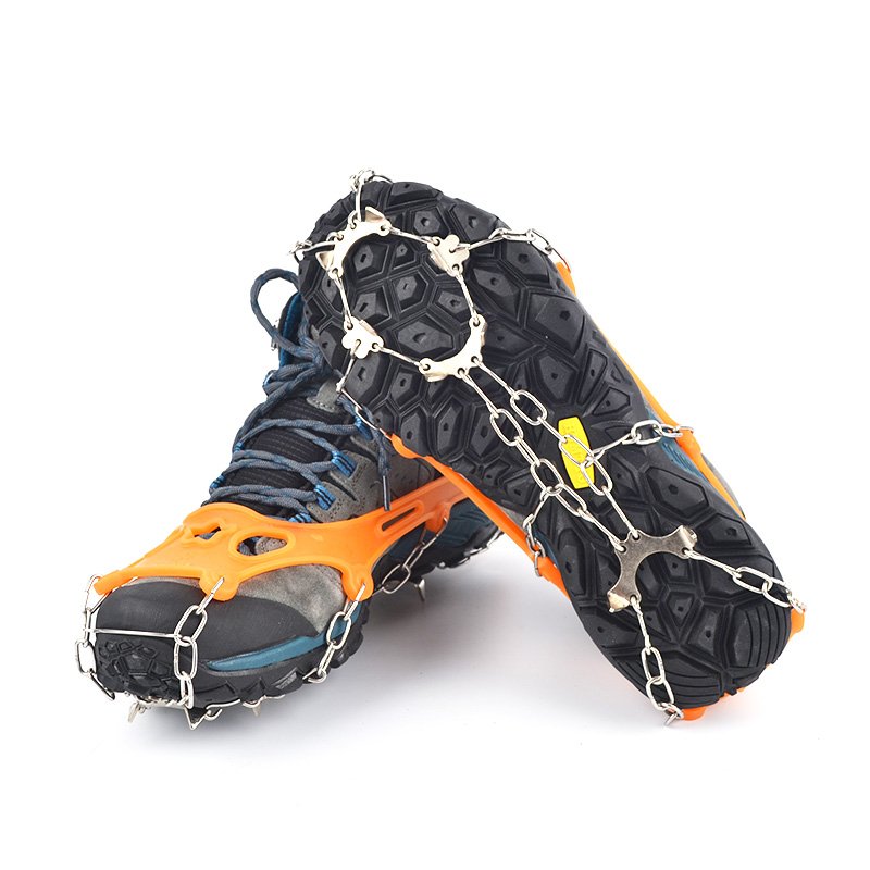 Outdoor ice claws, 11-bit stainless steel snow claws, winter seasons with ice-capped shoe chains