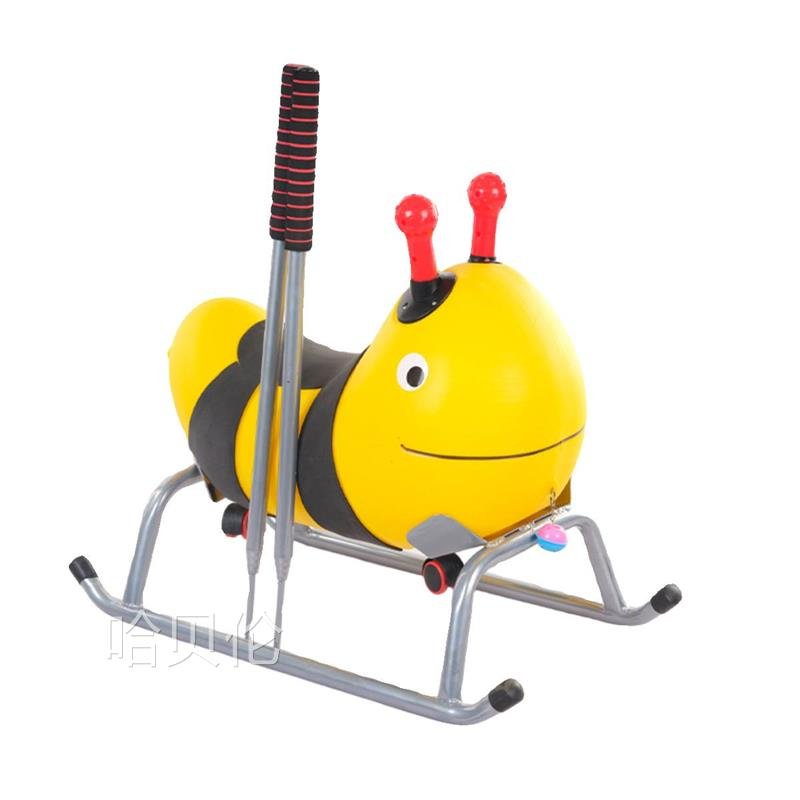 An outdoor ice-crawler with a thick adult ice-crawling sled with a double skating