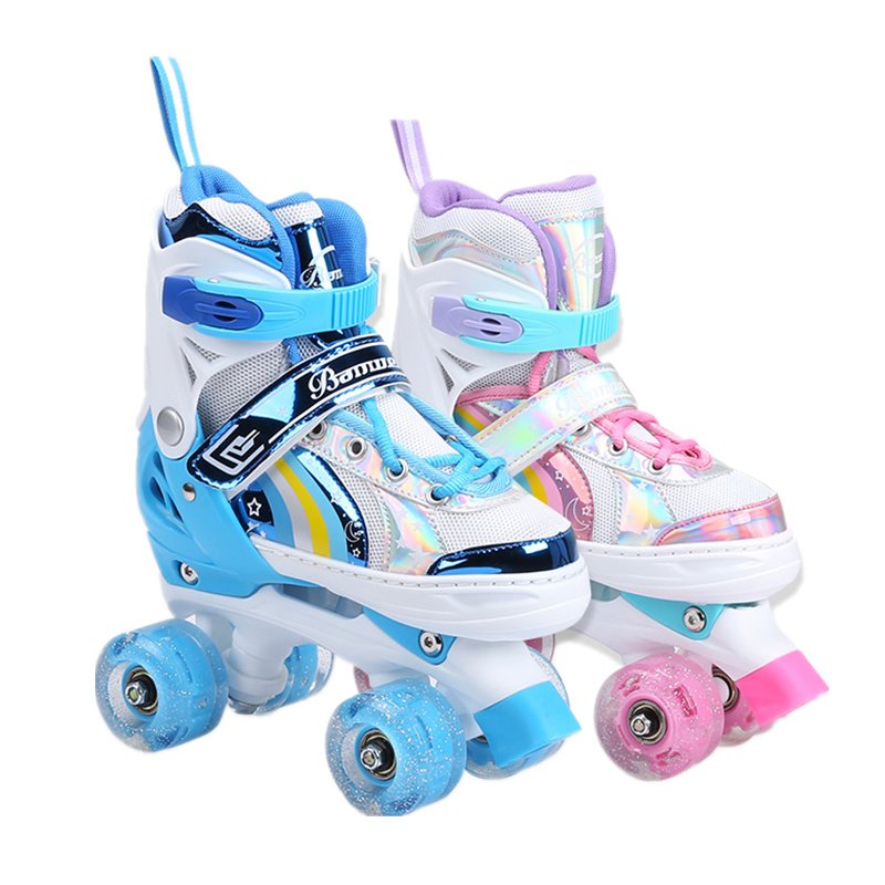 A four-wheel double-blank skating skates for boys and girls aged 2-5-8-10