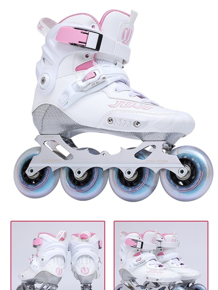 JUJI SPECIALIZED CARBON FIBRE FOR CHILDREN, ADULT SKATING SHOES, S4 LITTLE WHITE WHEEL SLIPPERS, STRAIGHT OUT OF DRY SKATES