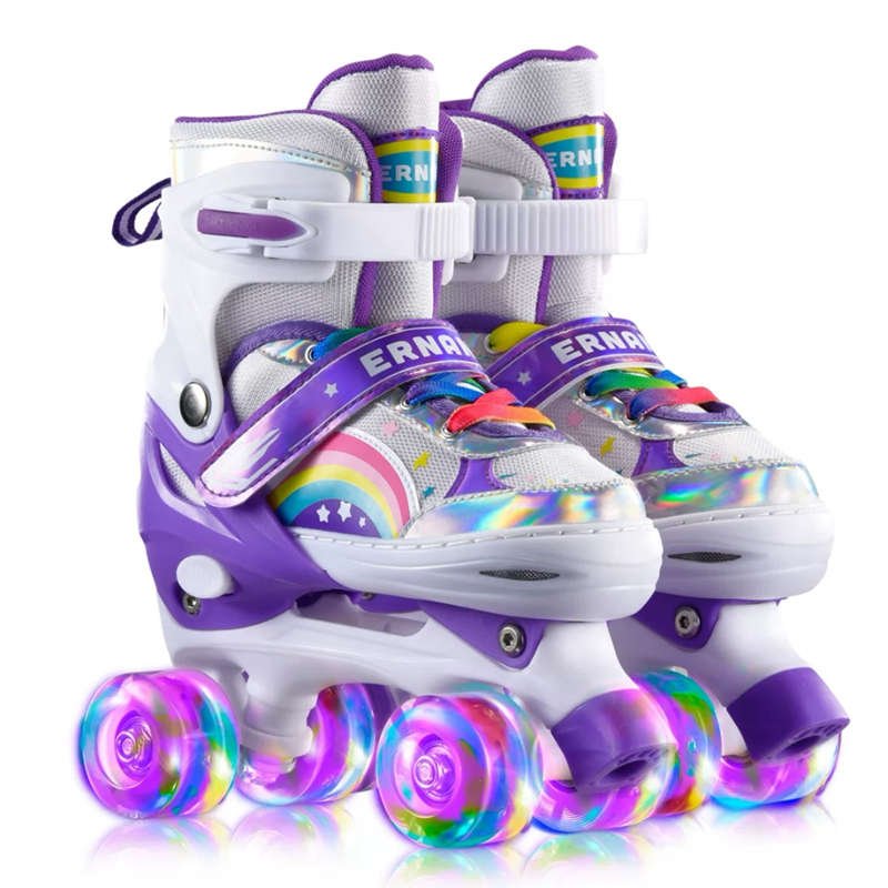 Skating slipper children with a single double row of 2-5-8-10-year-old early-student baby, four-wheel flash and dry-skating