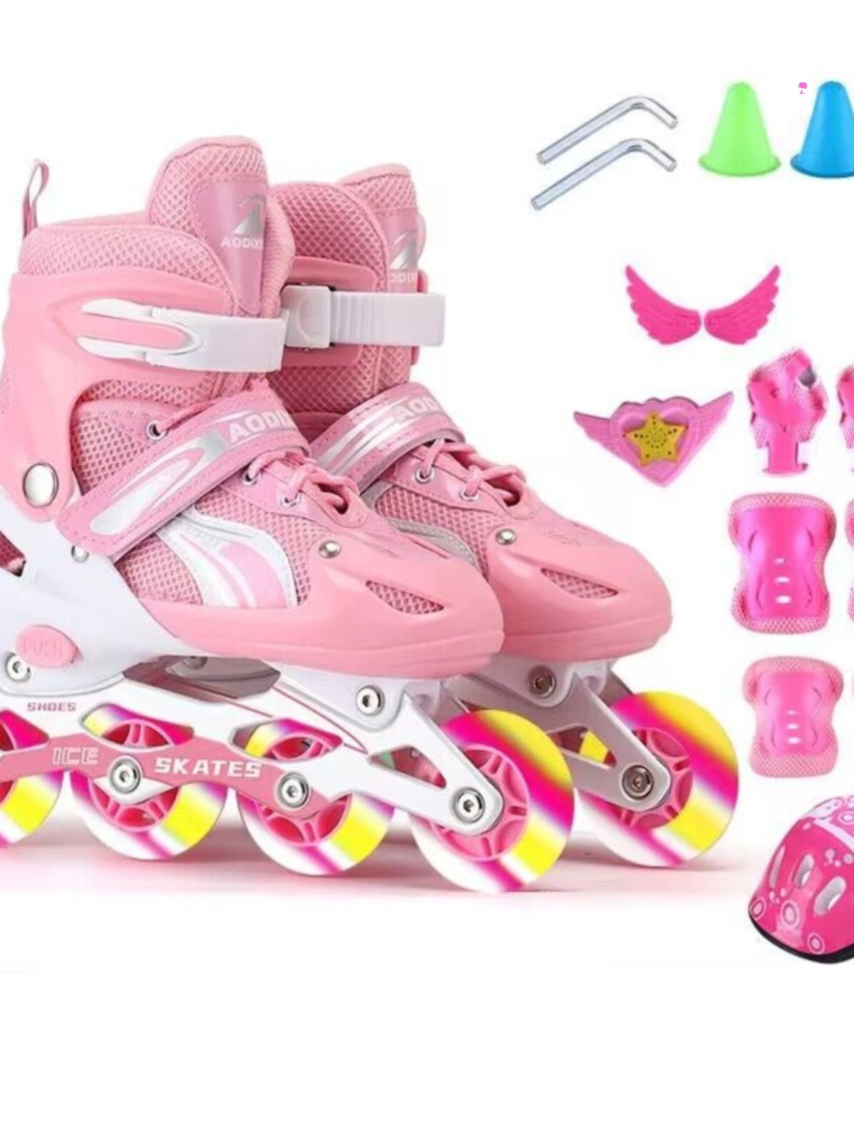 Skating shoes for children aged 3-4-6-8-10-12 with full roller skates for 7 boys and girls