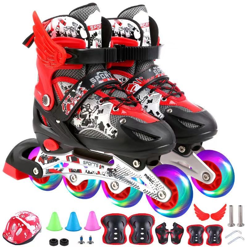 Direct wheel skater children's roller skates beginners, boys and girls, put up protection against collisions