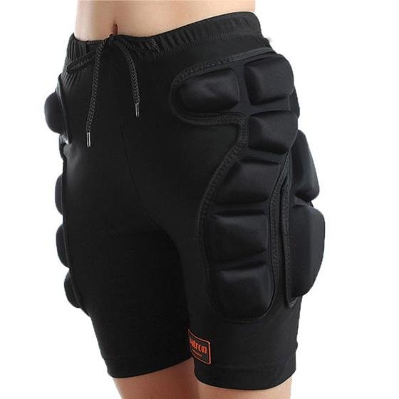 An adult, a boy and a girl with a pair of ass-skids to protect their pants from skating. Knees