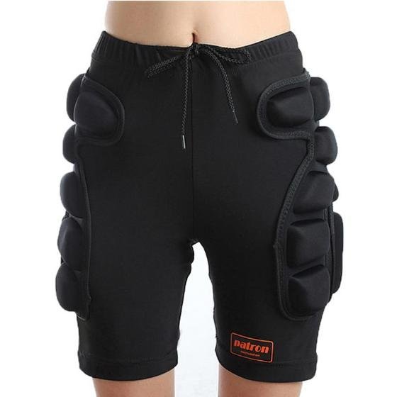 An adult, a boy and a girl with a pair of ass-skids to protect their pants from skating. Knees