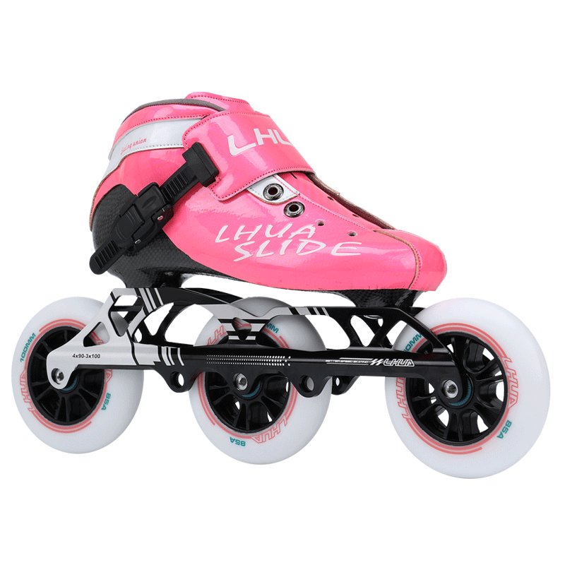 Three-wheeler skater shoes for adults with a special race in carbon-sliding skates