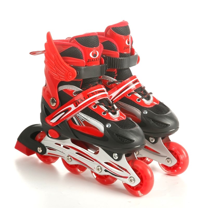 Right-to-right skater children, full of 3-5-6-8-10-year-olds, men and women skating skates