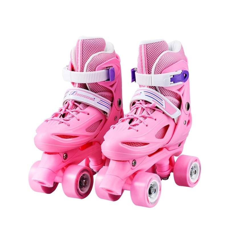 Two row children skater, boys and girls, four rounds of roller skater shoes 3-6-11-year-olds, 8-year-olds