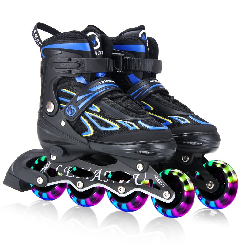 Cool dog skater children with three-to-five-to-ten-year-old boys in a roller skater, adult girls in straight-on-roller primary school