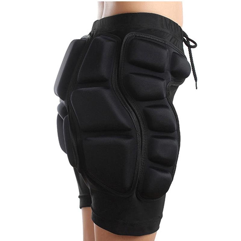 An adult, male and female skier, ass-skissing, double-skissing, self-defeating, knee-protected