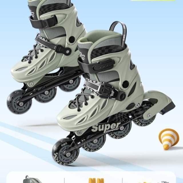 Dry ice straight-skinned professional set for 12 girls and 12 boys ice-skinned early-school scholar boys -- six wheel skates