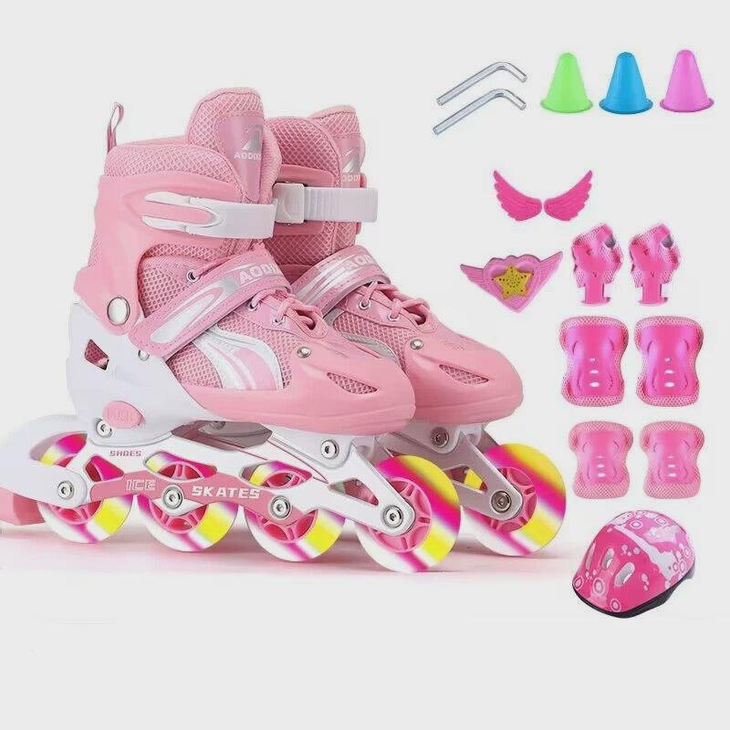 3-4-5-6-8-10-year-old skate boy boy and girl with a full set of wheeled skates for starters