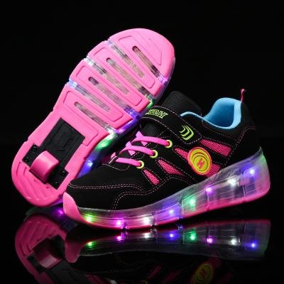LED-CHARGED BOYS SINGLE-LOOP INVISIBLE BUTTONS FOR CHILDREN'S ADULT SKATER GLOWING SHOES