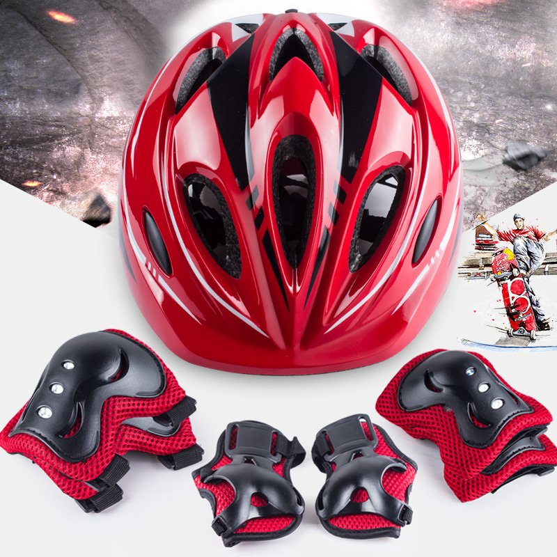 Roulette children riding helmet skateboards and balancing bicycles with specialized skate-backed knee protection gear
