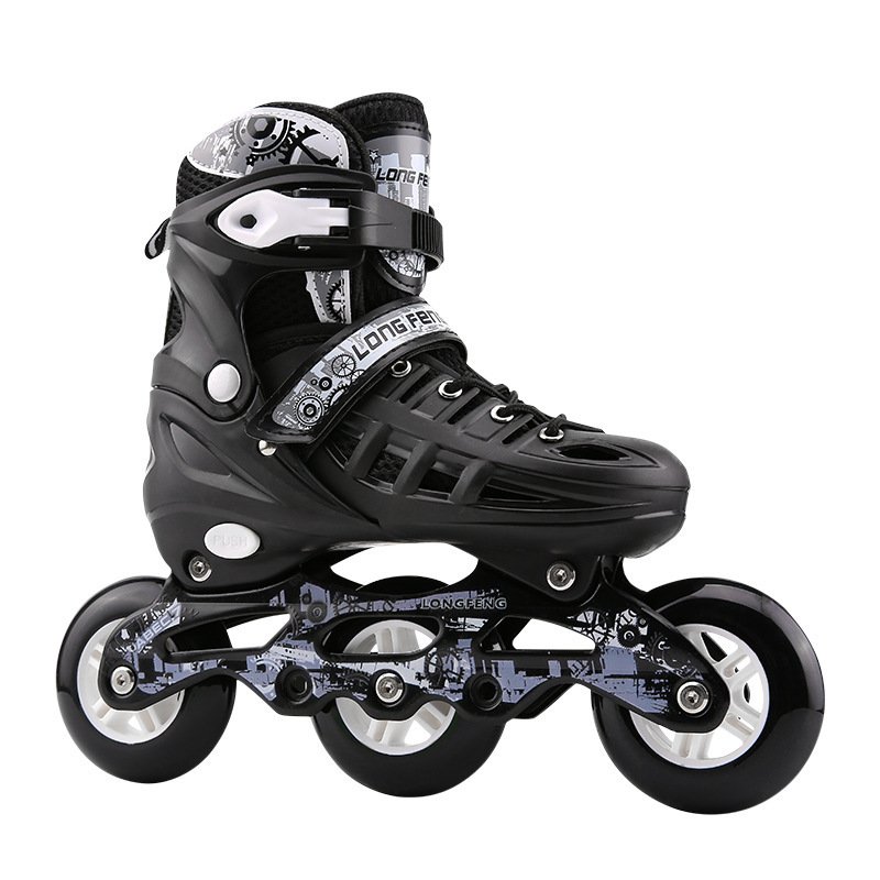 A three-wheeler skater with a three-wheeler skater specializing in swiping the streets and walking the streets for children