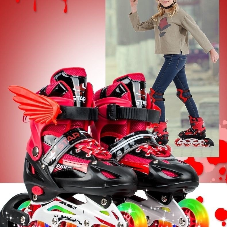 The sports star skater children can regulate skates when they're wearing straight-light ski shoes