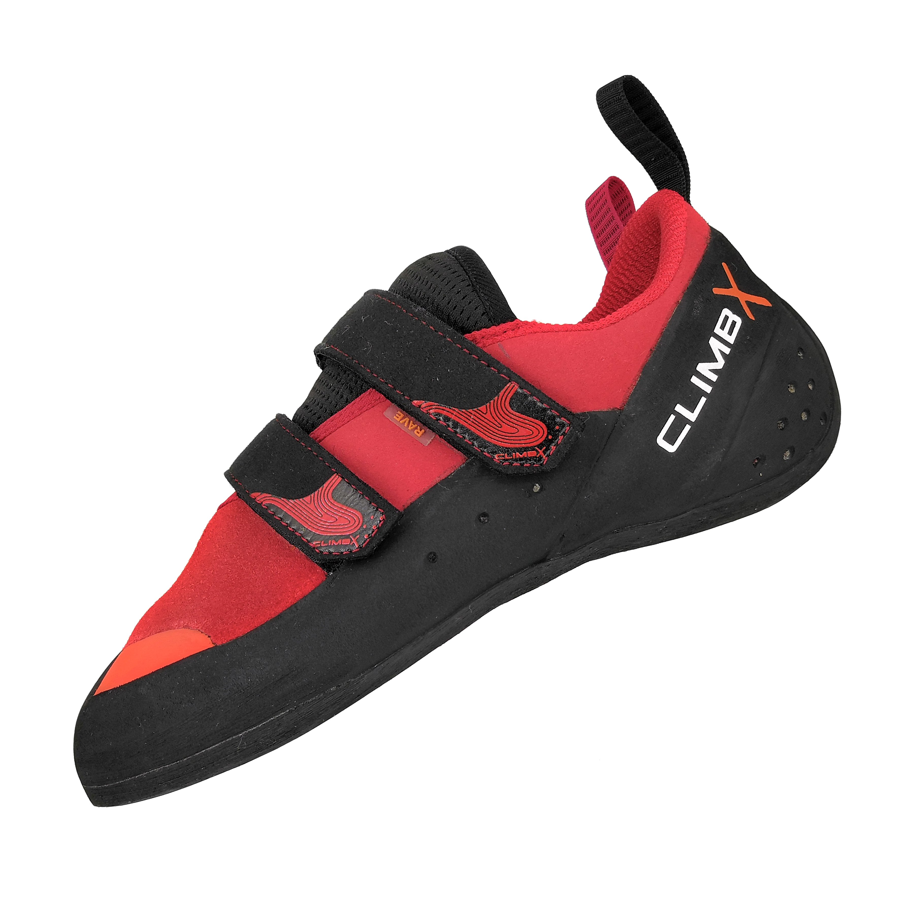 Accompaniment of young men and women in indoor rock-climbing shoes outside the door