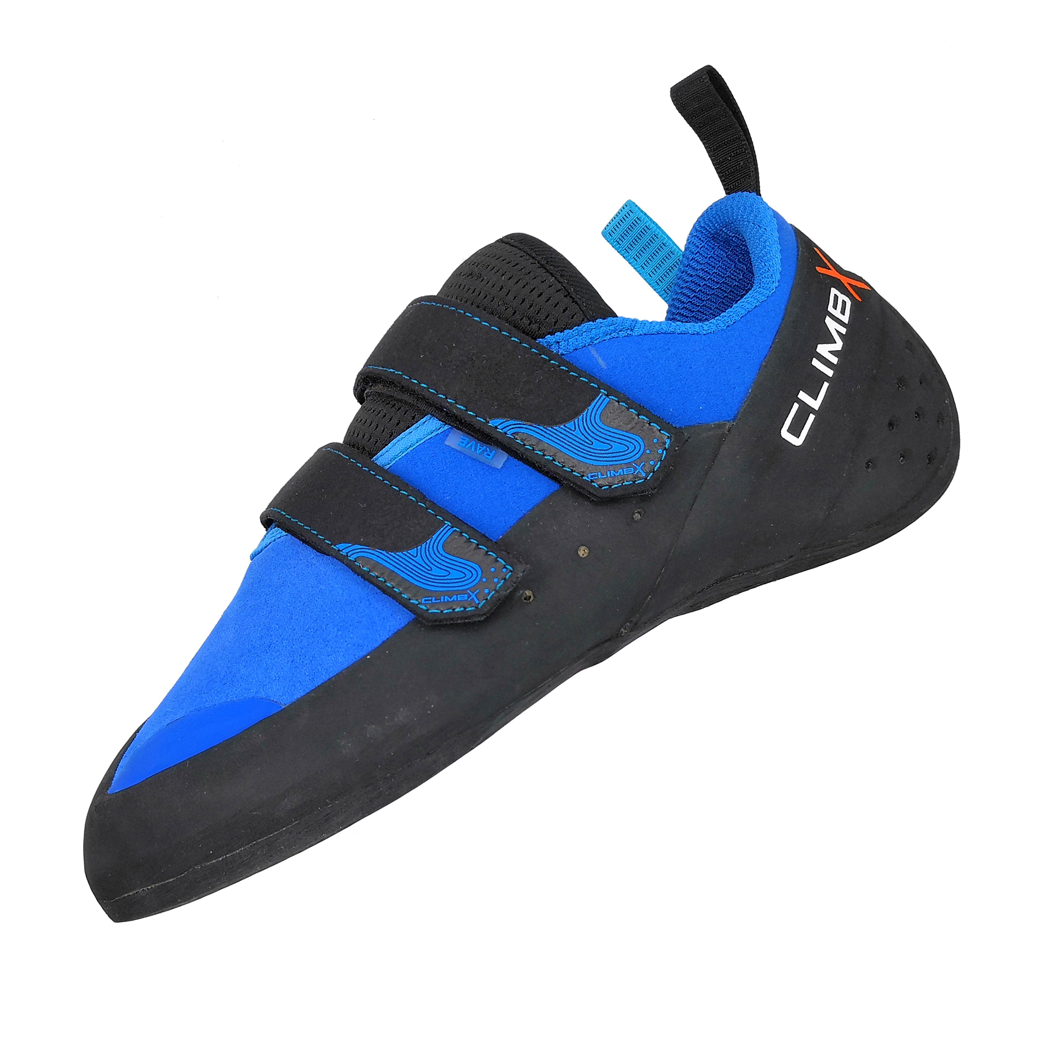 Accompaniment of young men and women in indoor rock-climbing shoes outside the door