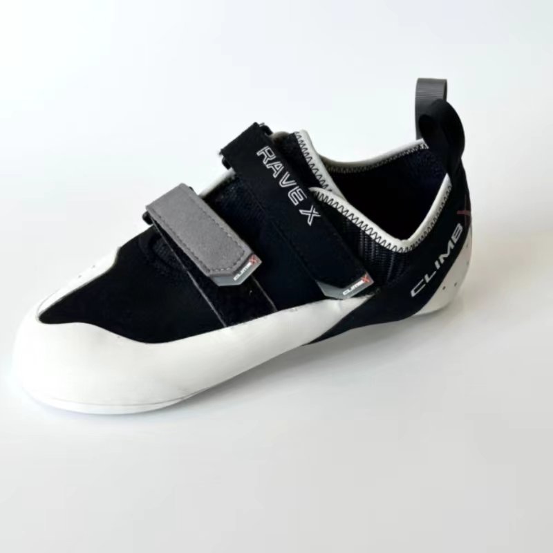 CLIMBX, a rock-climbing shoe, Rave, the same man and woman