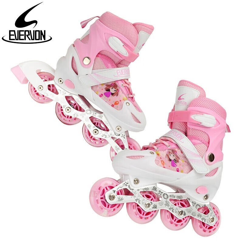 EVERVON SKATER CHILDREN, BOYS AND GIRLS, 337 PINK SKATING SLIPPERS, HELMET M, RIGHT 35-