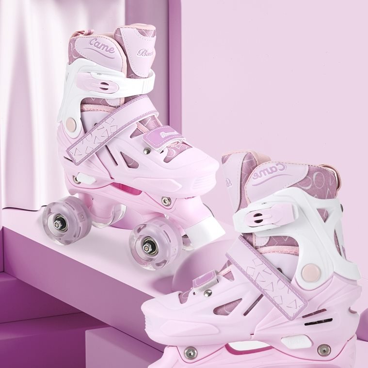 A four-wheel double-blank skating skates for boys and girls aged 2-5-8-10
