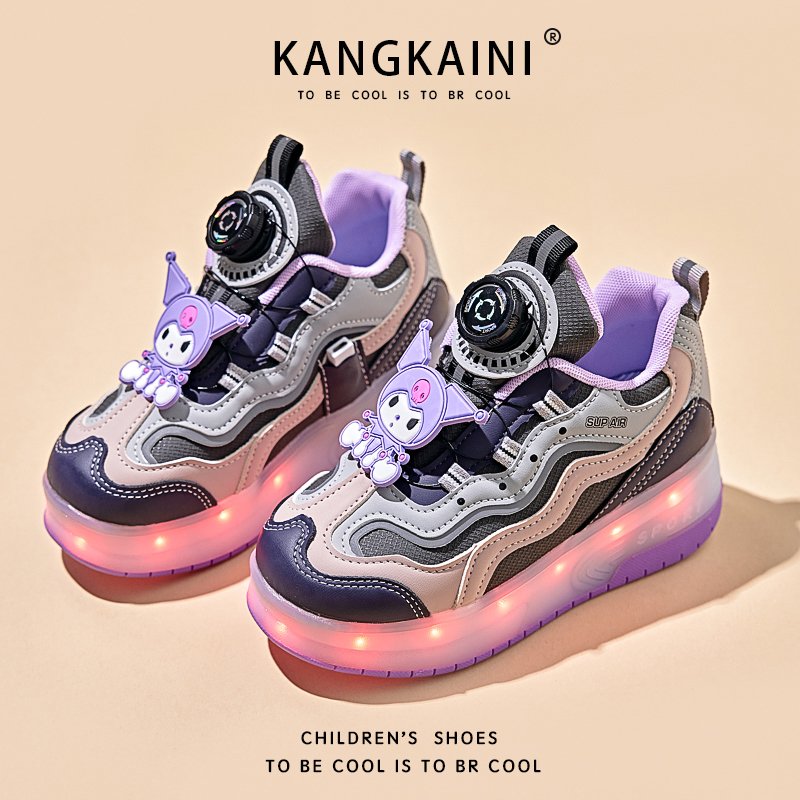 Scrambling shoes for girls in the summer and autumn, children's sports shoes and two wheels automatically shrink invisible primary school children's slippers