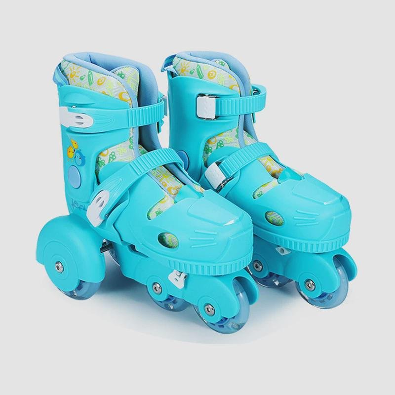 Three locks on primary skates for outdoor exercise in the spring