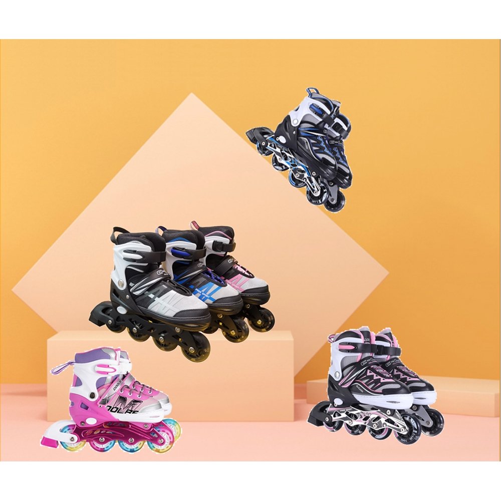 Dicanon roller skates, an adult high school student, and a first-time straight-roller slipper