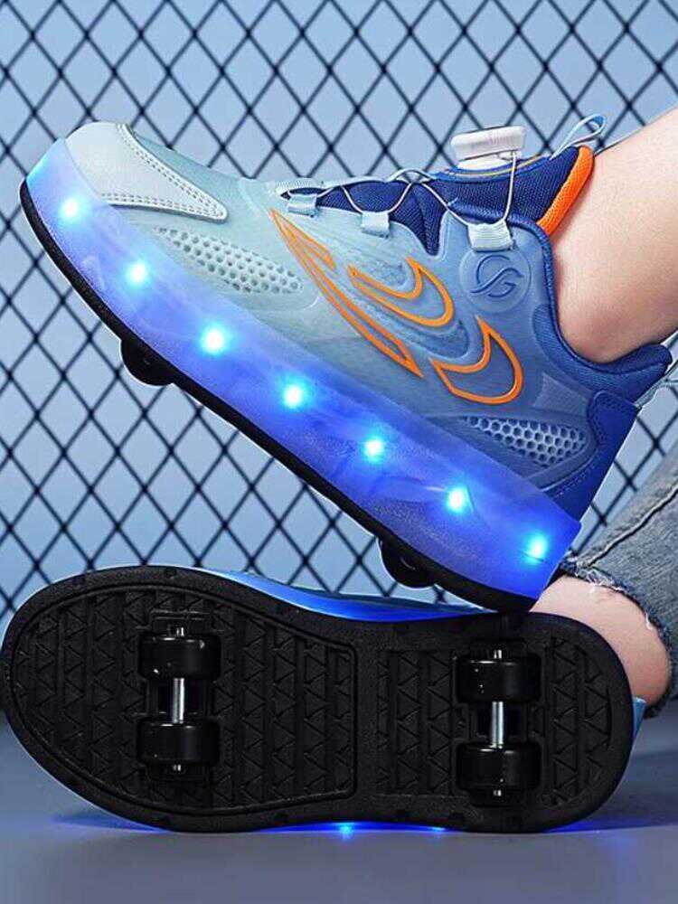 The network Lee Ning children's shoe-blowing boys are four-wheeled to shrink invisible skates 2024