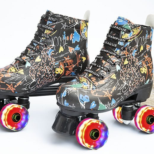 New adult pair of skates, four-wheeler skating shoes, adult male and female