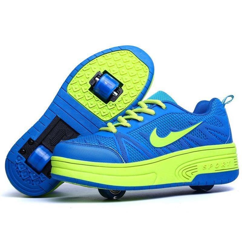 Roast shoes for boys and girls with two-wheel skates and two-wheel skater students