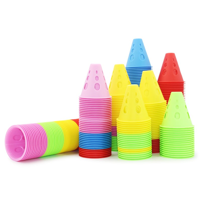 Windproof wheel skating poles flatling stakes training cups with thick roadblocks marked with rounder skates