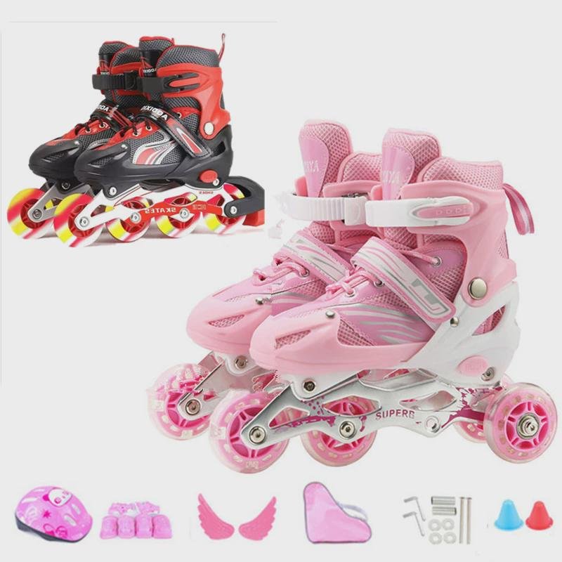 Two-and-a-half adults 3-5-6-7-16 children's four-wheel skates, one row and two wheeled skates